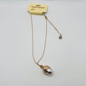 Uncas International Gold Tone Pearl Drop Pendant Necklace NWT Vendor Sample
